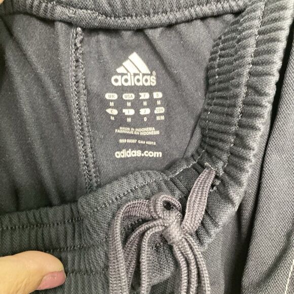 Adidas Black Gray Track Pants Mens Size Medium Classic Straight Leg Logo Active - Picture 10 of 10